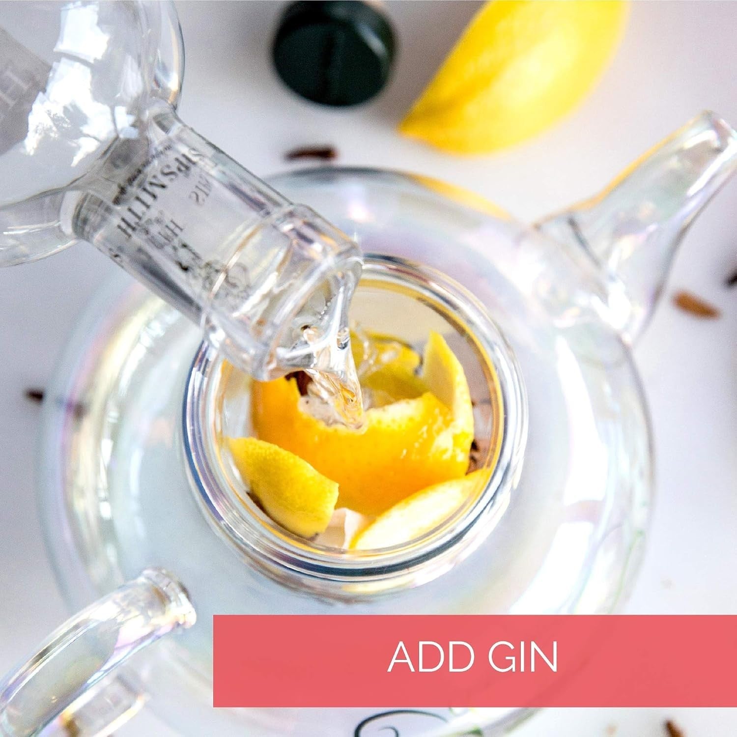 Gin Infuser Gift Set Teapot 2 Glasses Rainbow Glass Cocktail Tea