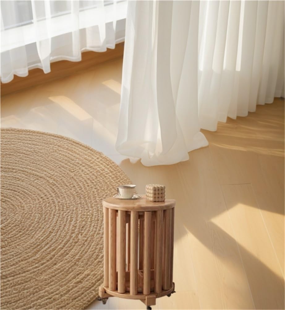 Set of 4 Stackable Stools Footrest Nightstand Rubber Wood Light Brown