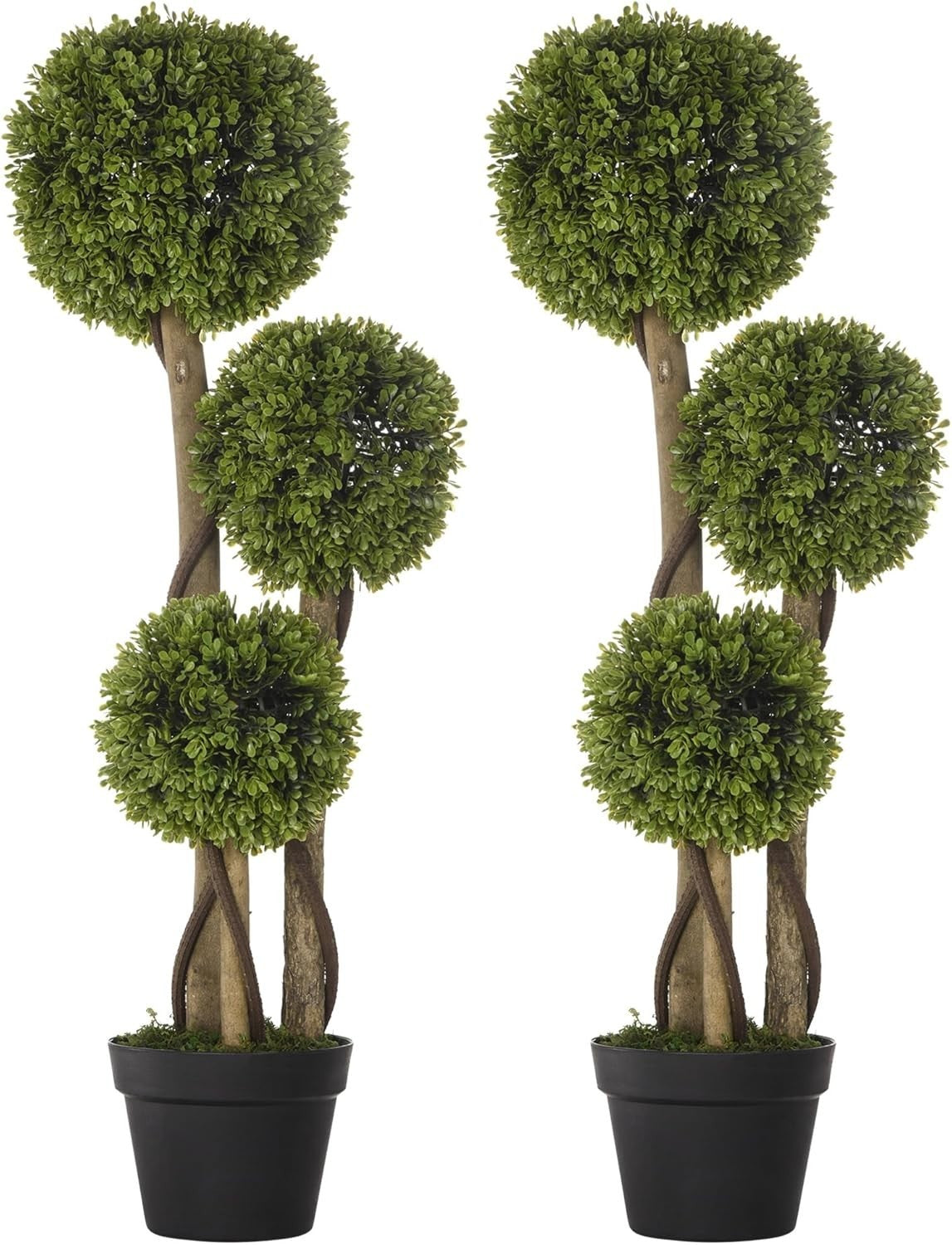 Set of 2 90cm Boxwood Topiary Trees Faux Plant UV Resistant Indoor Outdoor Décor