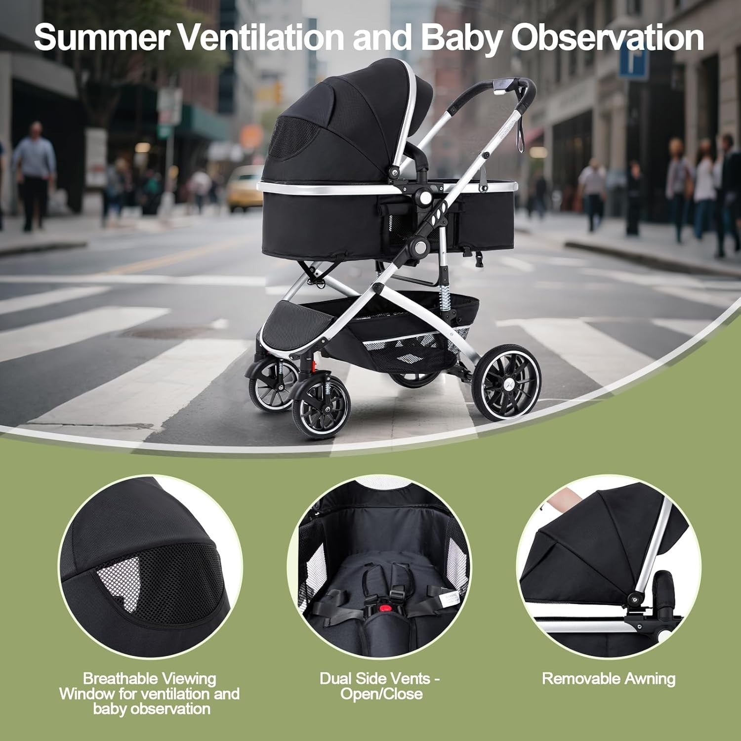 City Baby Pram 3 in 1 Folding Stroller Car Seat System Newborn