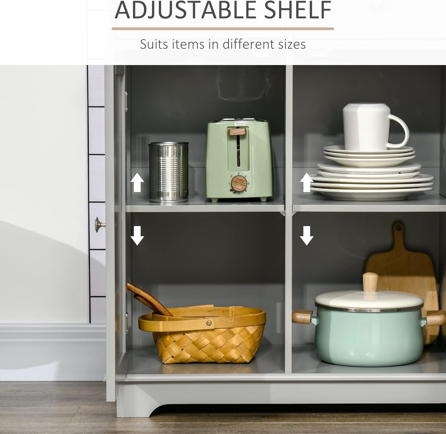 Modern Sideboard Buffet Cabinet with Storage, Drawers & Adjustable Shelves
