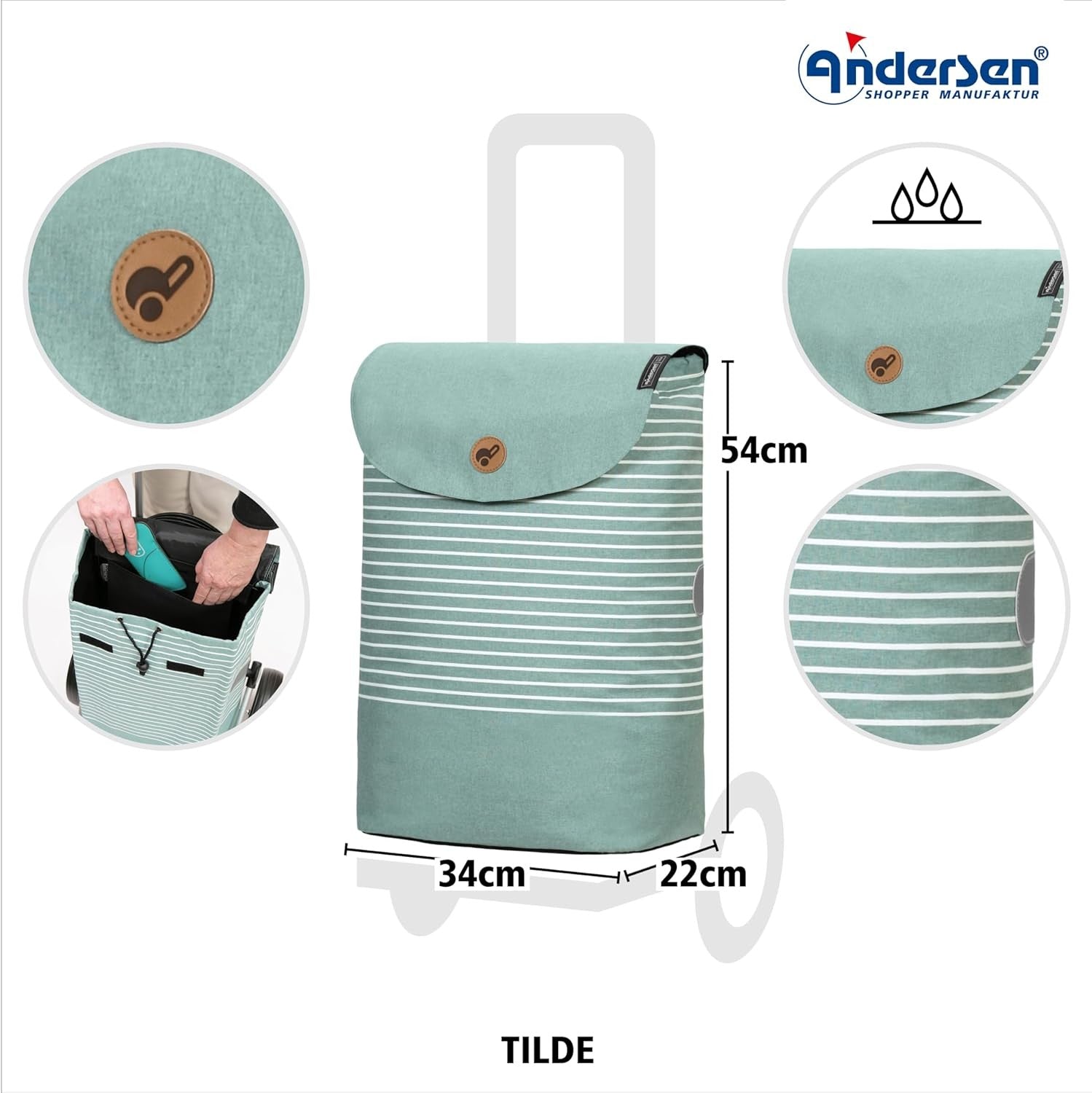 Shopping Trolley 37L Lightweight Aluminium Foldable Removable Wheels