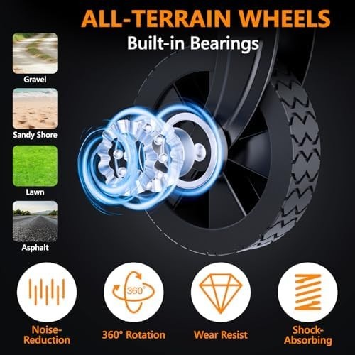 70L Foldable Utility Wagon Cart All-Terrain Wheels Telescopic Handle Black