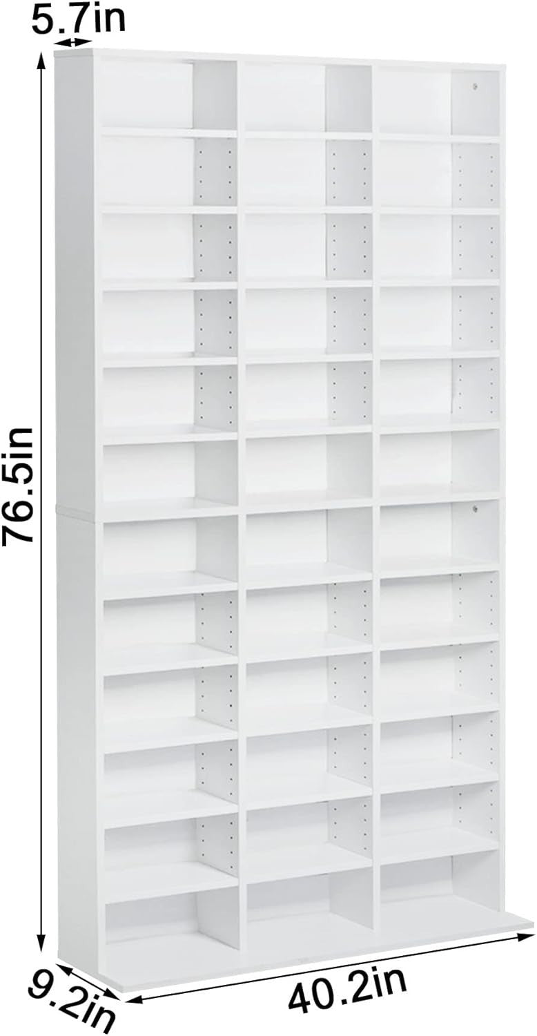 CD DVD Storage Shelf Rack 1116 CD 528 DVD Adjustable Media Bookcase