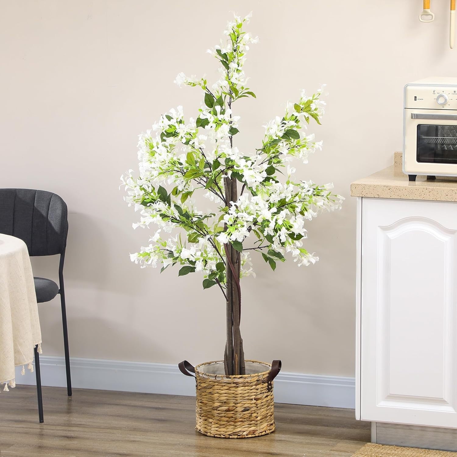 150cm Honeysuckle Flower Tree Artificial Plant White Blossoms Indoor Nursery Pot