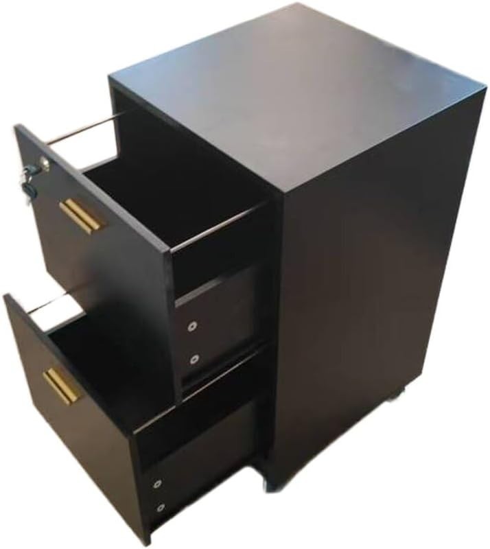 Black Locking 2 Drawer Rolling File Cabinet Vertical Under Desk Storage