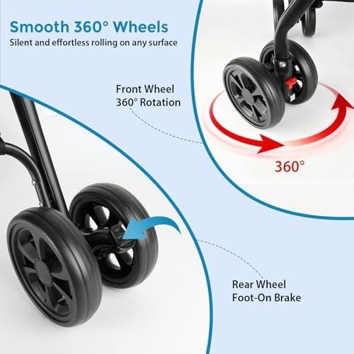 2-Tier Folding Shopping Trolley with 360° Wheels & Removable Bag – Black