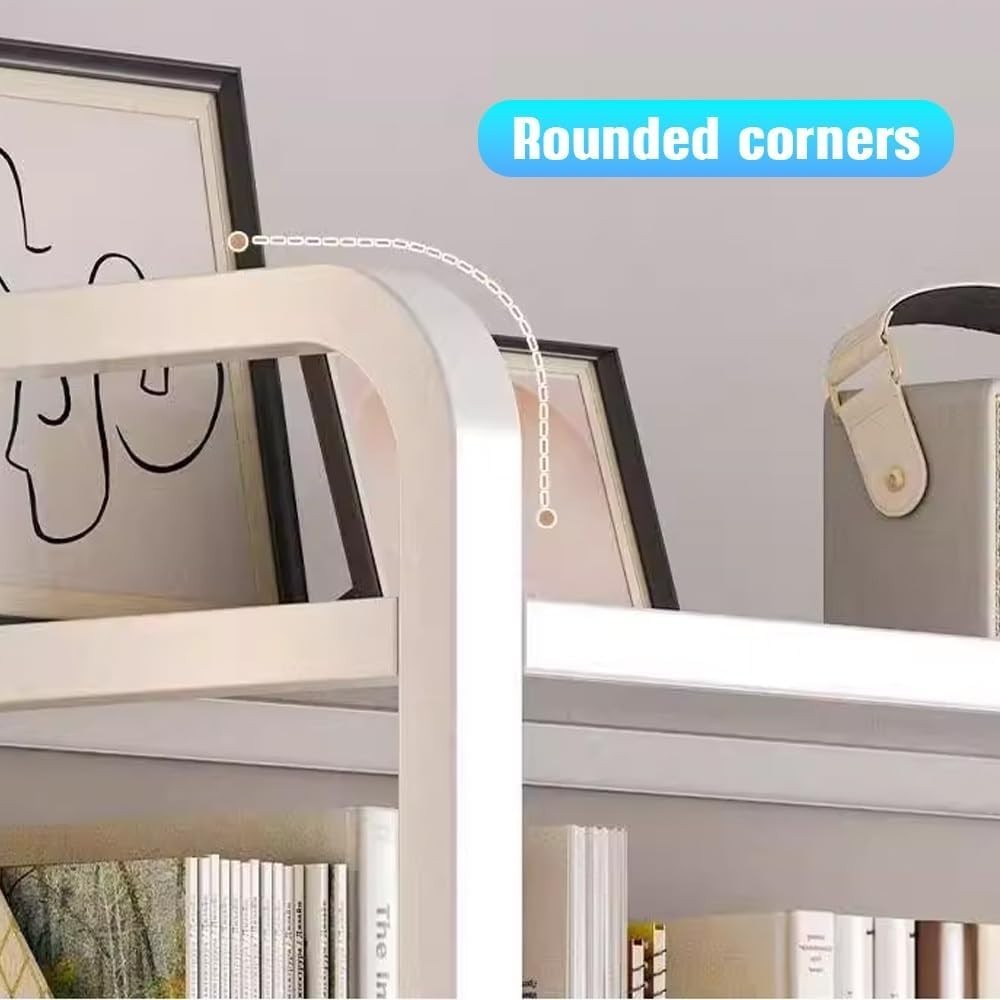 2-Tier Desktop Bookshelf Organizer | White Metal Countertop Rack 55x20x98cm