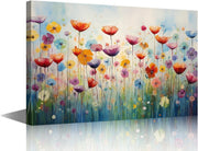 Blooming Canvas Wall Art Floral Abstract Painting 18x12in