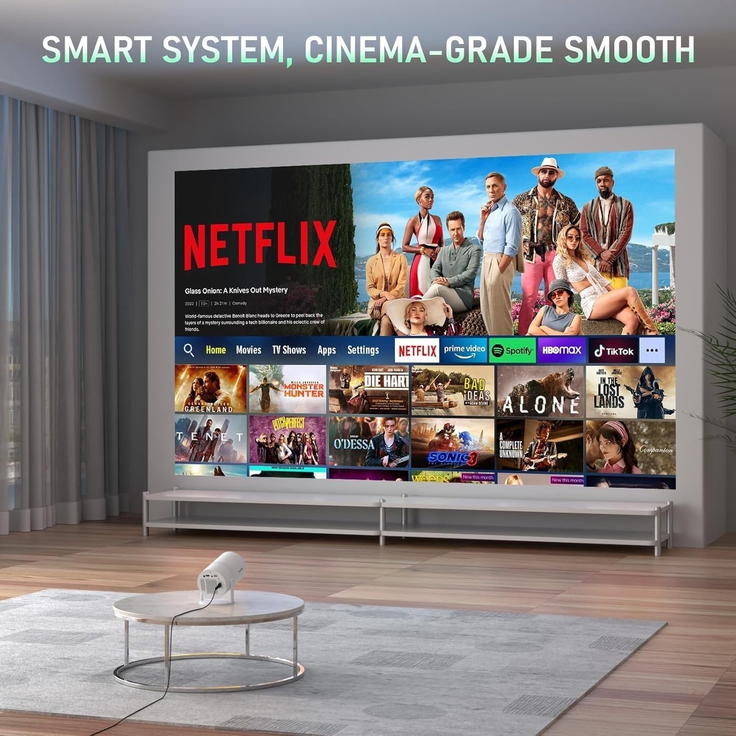 4K Smart Mini Projector 1080P WiFi Bluetooth 210° Portable