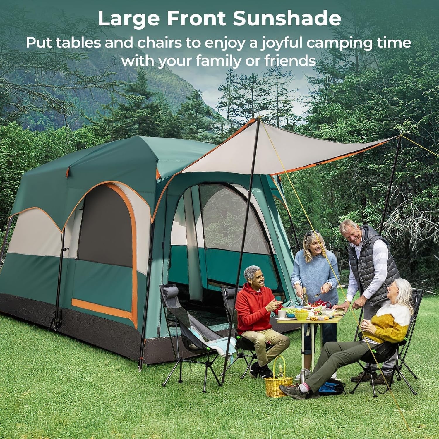 4-6 Person Family Camping Tent Waterproof 2-Room Rainfly Mesh