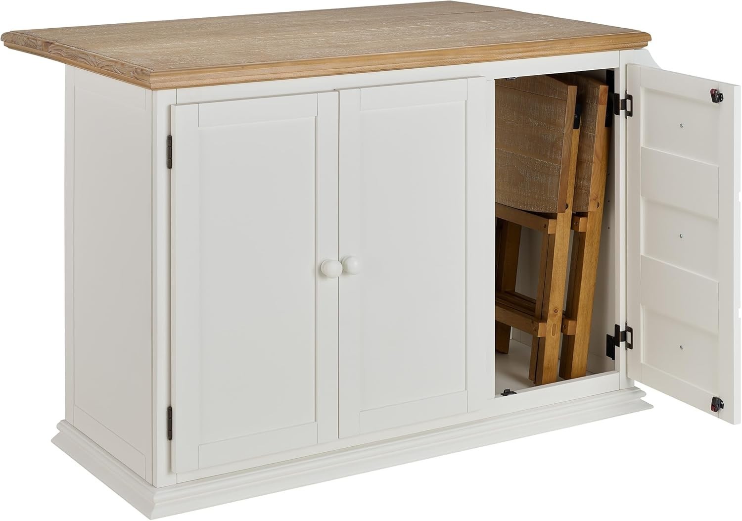 Kitchen Island Trolley with Extendable Oak Top & Storage Shelves, Rolling Unit