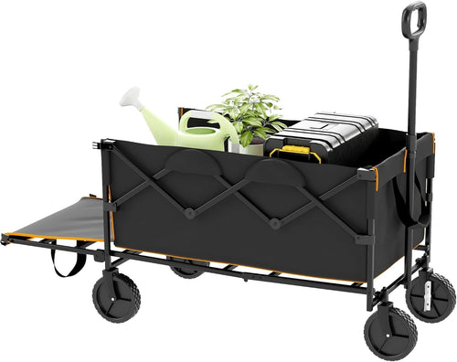 160L Folding Festival Trolley 100kg Heavy Duty Wagon w/ Tailgate & Bag