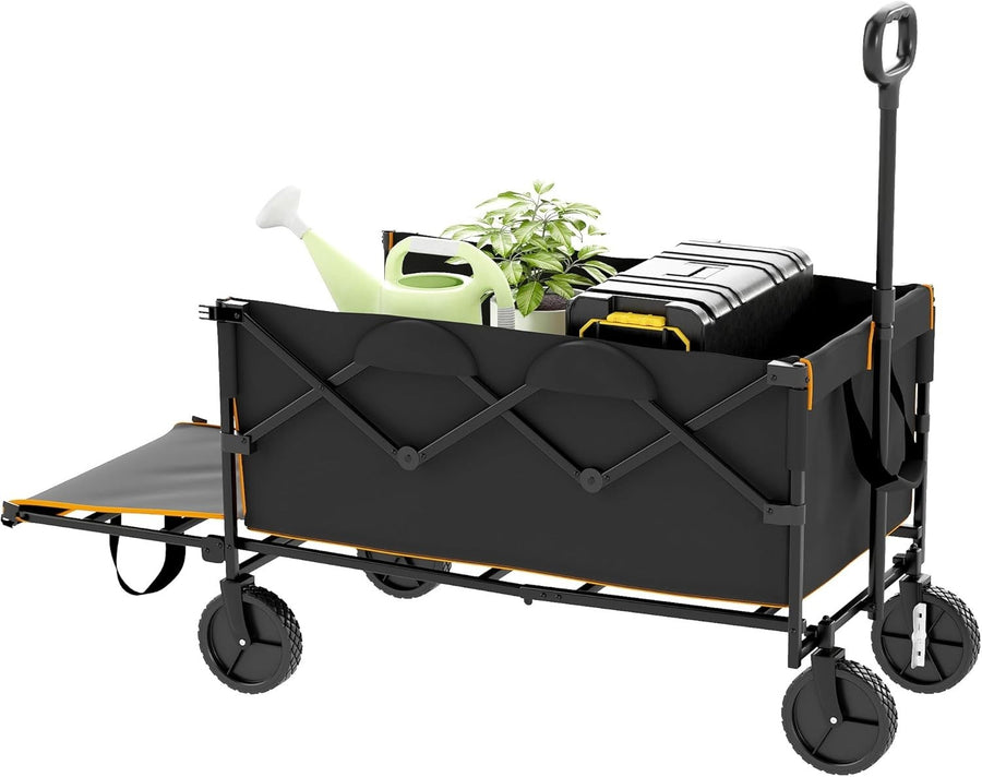 160L Folding Festival Trolley 100kg Heavy Duty Wagon w/ Tailgate & Bag