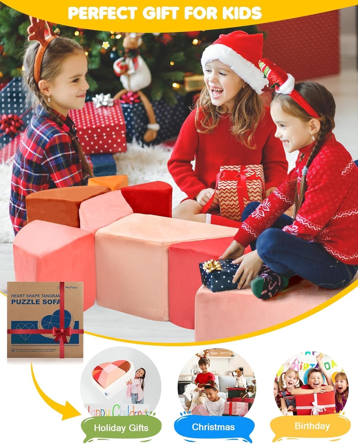 Modular Heart-Shaped Kids Sofa with Ball Pit – Soft Puzzle Play Couch
