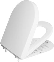 White D-Shape Toilet Seat Soft Close Quick Release Durable Thermoplastic