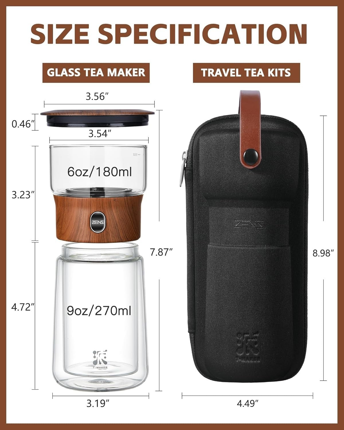 Glass Tea Infuser Teapot 270ml One Touch Brewer Loose Leaf Tea Set