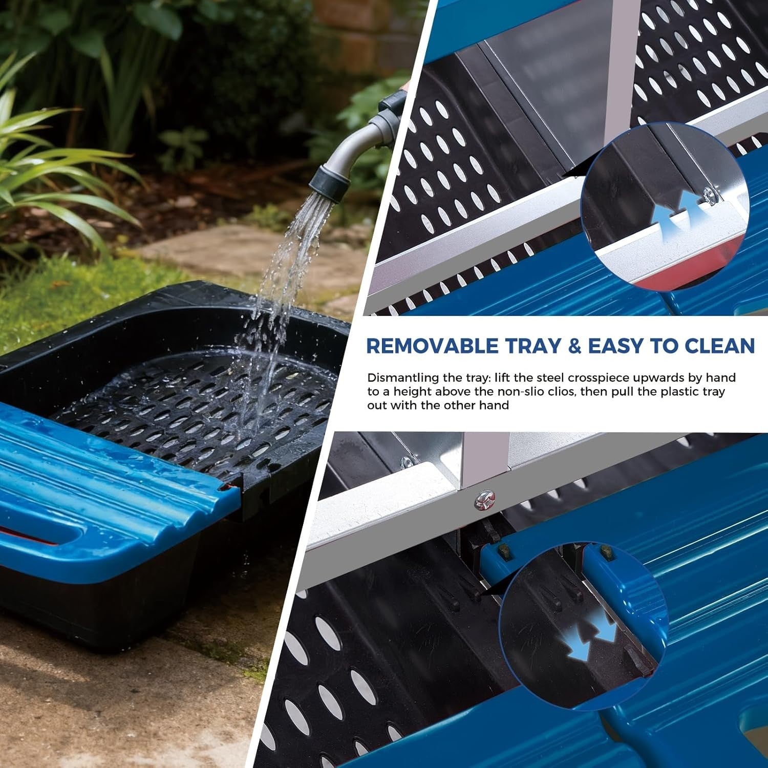 4 Chamber Galvanised Steel Chicken Nest Box Pull Out Tray Blue