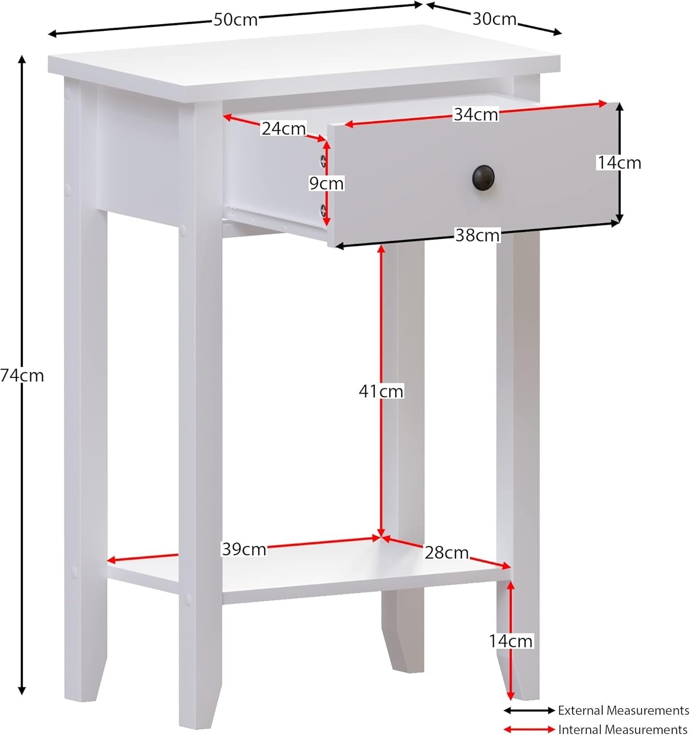 White Console Table with Drawer & Undershelf – Space-Saving Hallway Storage