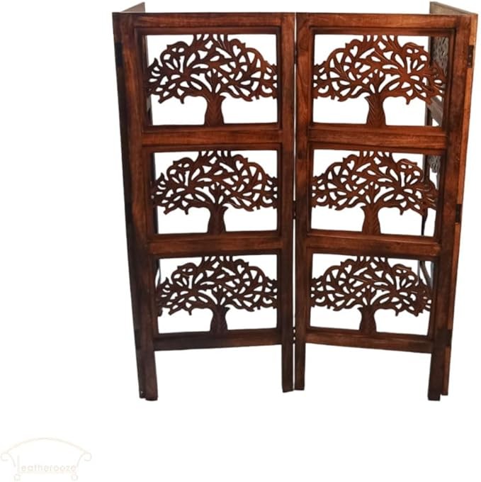 Carved Wood 4 Panel Folding Room Divider – Privacy Screen for Home & Office