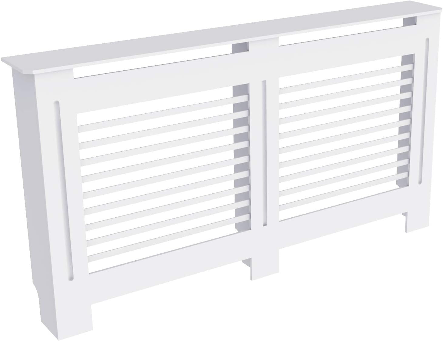 Extra Large White Radiator Cover Cabinet 92cm MDF Horizontal Slat Heater Shelf