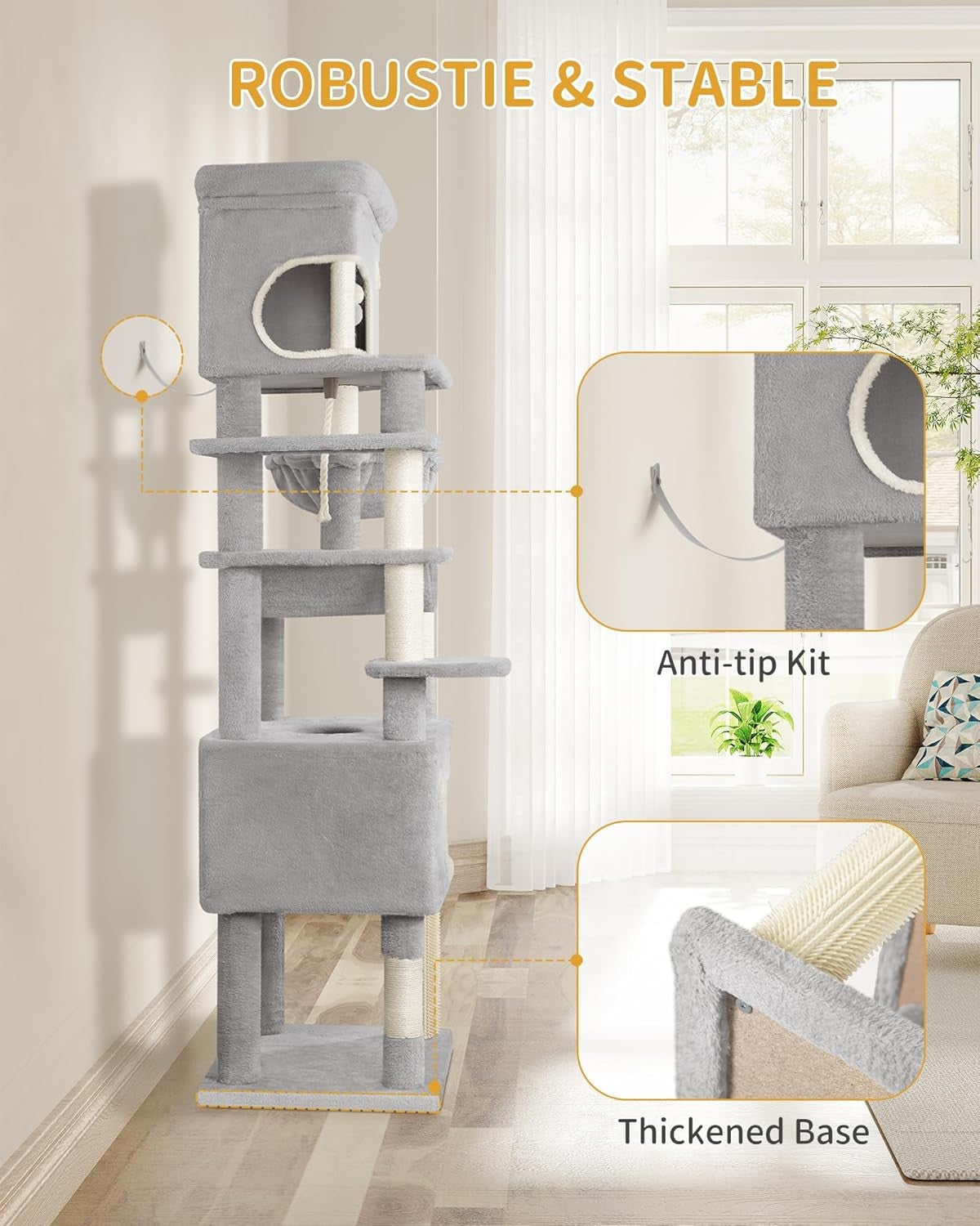 178cm Tall Cat Tree Tower Multi-Level Scratching Posts Condos