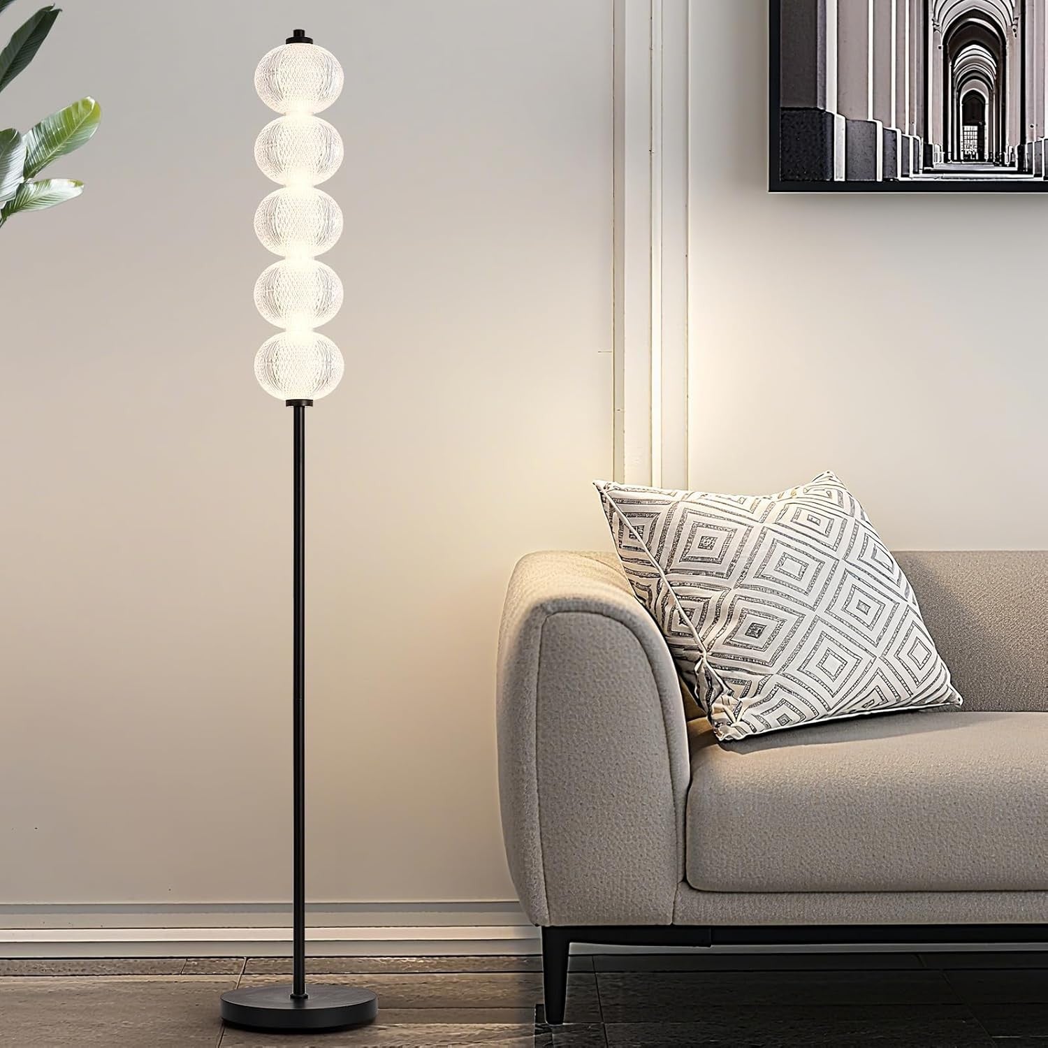 LED Floor Lamp Black 2400LM Bright Standing Light 3 Colour Temperatures