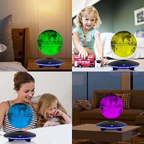 Levitating Globe 7 Colors, Magnetic Floating 6" Rotating World Map Lamp