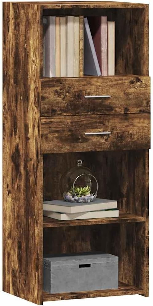 Smoked Oak Storage Cabinet Modern Wood Cupboard 50x42.5x124cm