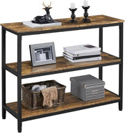 Industrial 3-Tier Console Table with Storage Shelves, 101x35x80cm