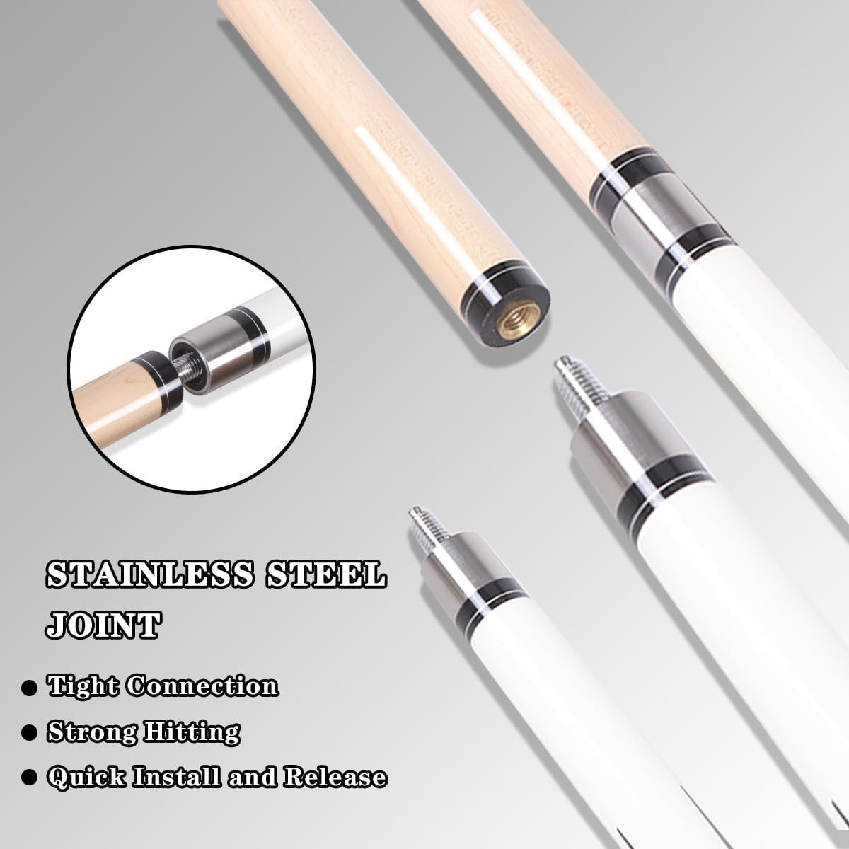 58in Pool Cue Stick 13mm Tip Low Deflection 2pc Canadian Maple Adult