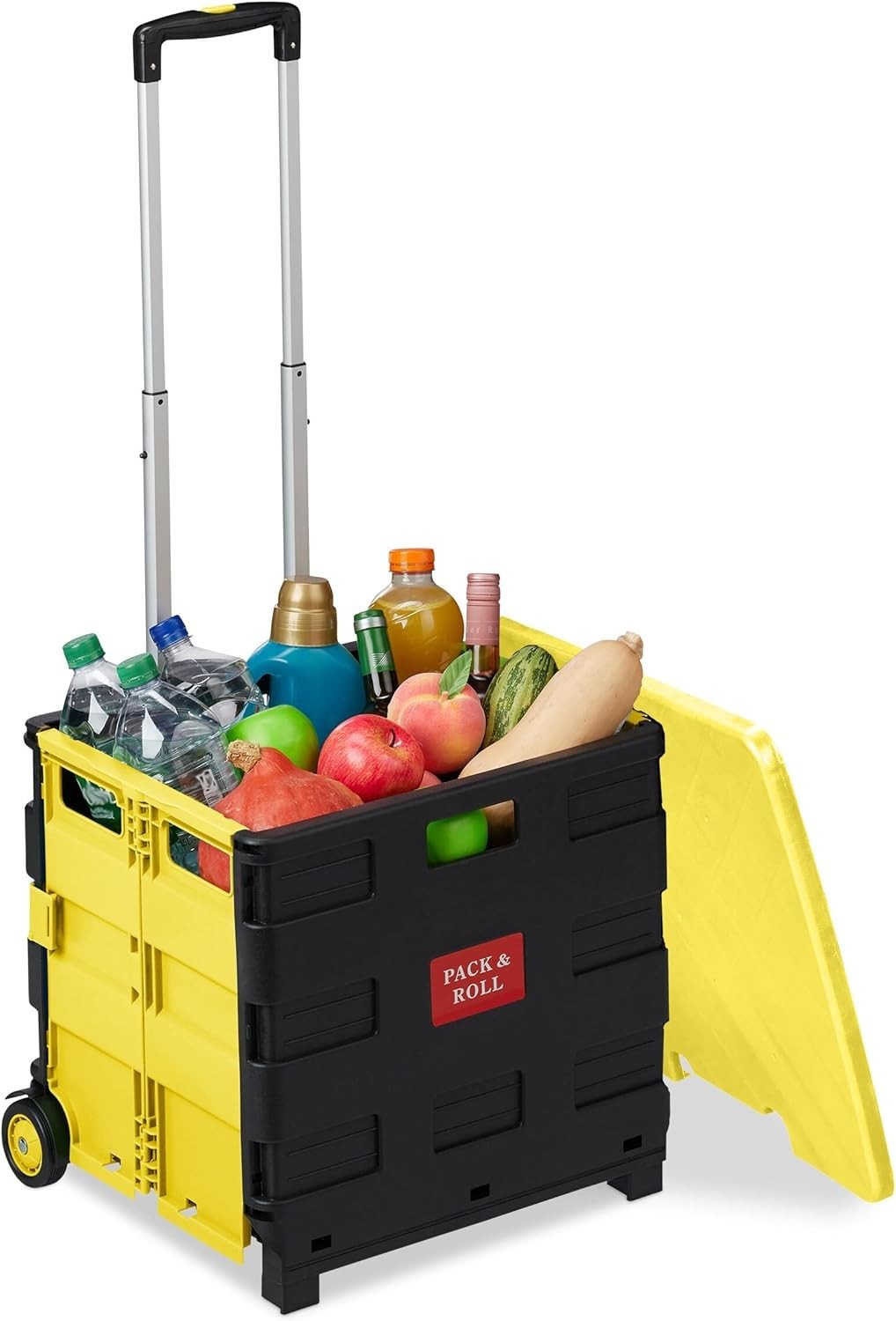 Foldable 50L Yellow/Black Shopping Trolley with Telescopic Handle – Up to 35kg