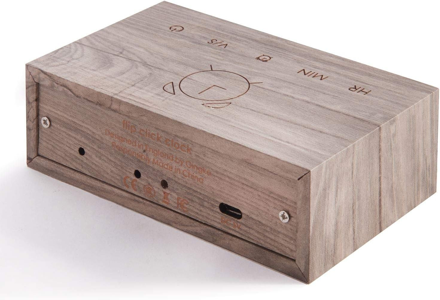 Wood Digital Alarm Clock LED Display Touch Control Minimalist Ash