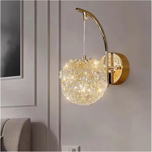 Elegant Crystal Wall Sconce Light with Gold Finish, Adjustable G9 Bulb