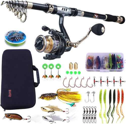 2.1m Carbon Fiber Telescopic Fishing Rod & Reel Combo Travel Kit