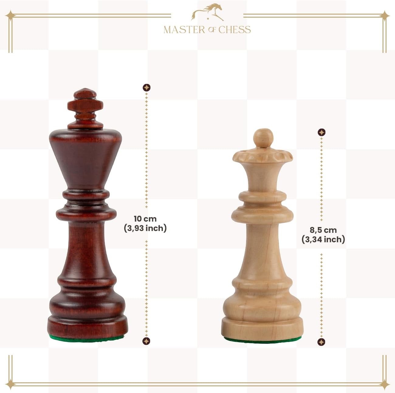 Staunton Wooden Chess Pieces No.7 | Tournament Weighted Set | 100mm King