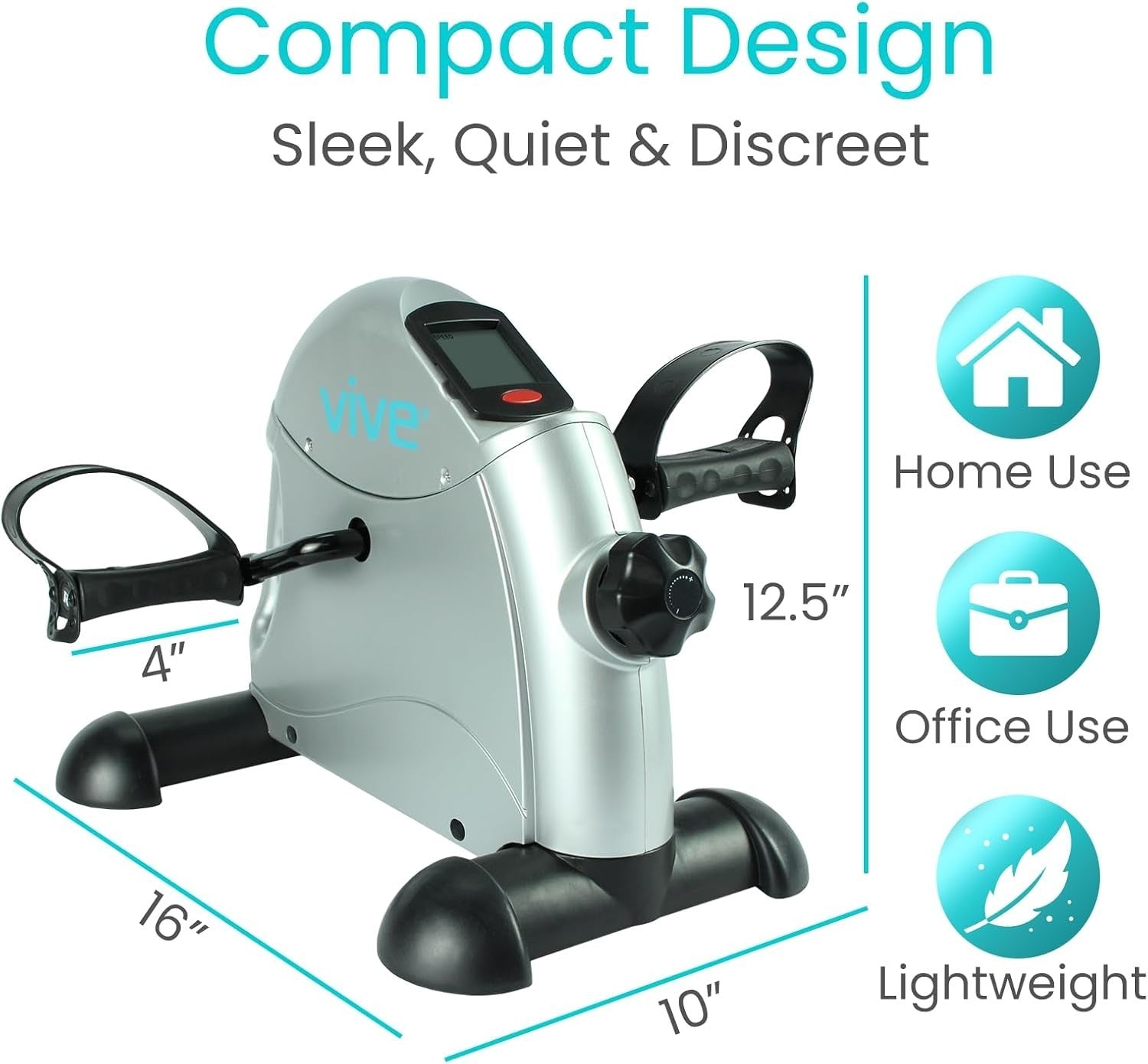 Folding Pedal Exerciser Under Desk Bike Arms Legs LCD Adjustable