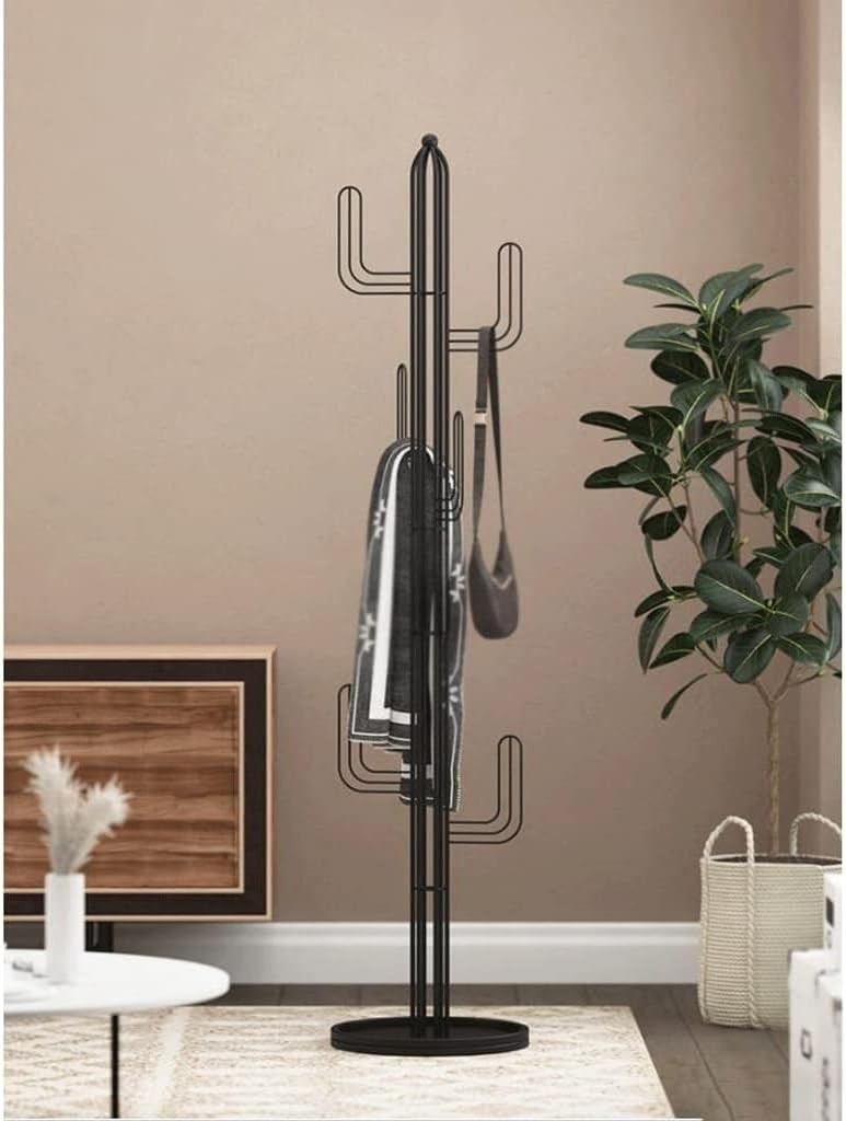Modern Cactus Coat Rack Stand 6 Hooks | Green Freestanding Clothes & Hat Tree