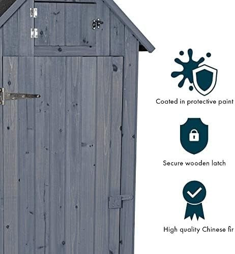 Wooden Garden Tool Cabinet Shed with Shelves & Lockable Storage