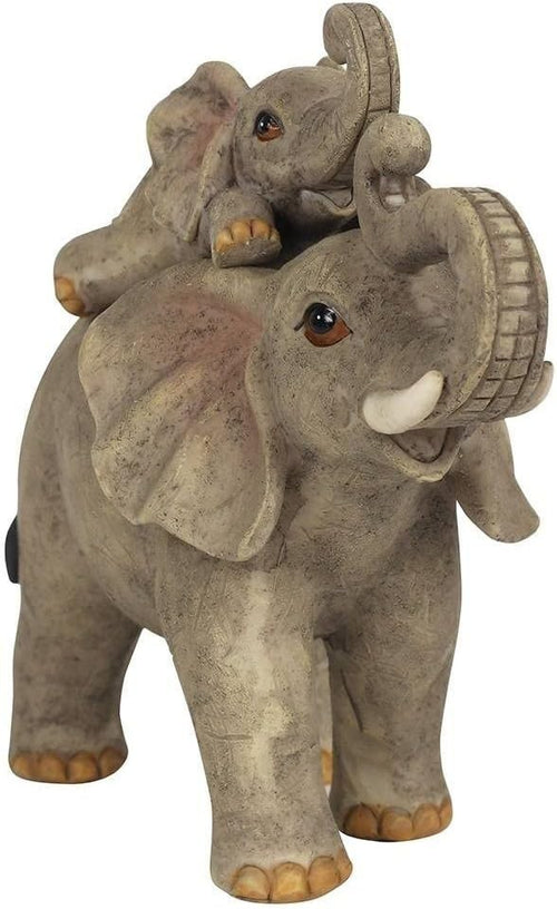 Mother & Baby Elephant Ornament Resin Rustic 12.5cm Home Decor Gift Sculpture