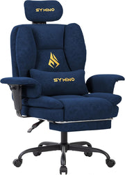Ergonomic Gaming Chair w/ Footrest Pocket Spring PU Leather Blue