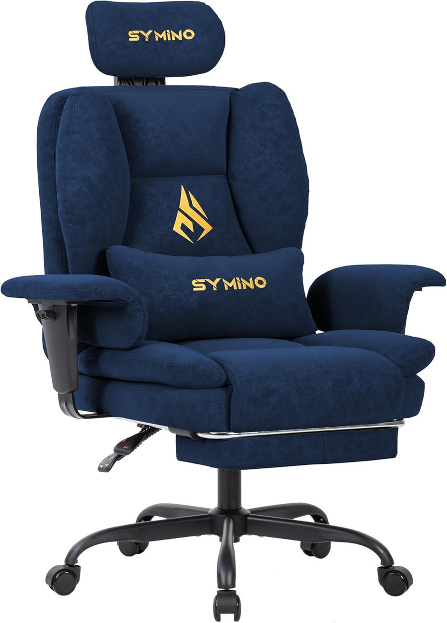 Ergonomic Gaming Chair w/ Footrest Pocket Spring PU Leather Blue