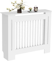 Medium White Radiator Cover Cabinet 101cm Tall MDF Vertical Slat Heater Cover