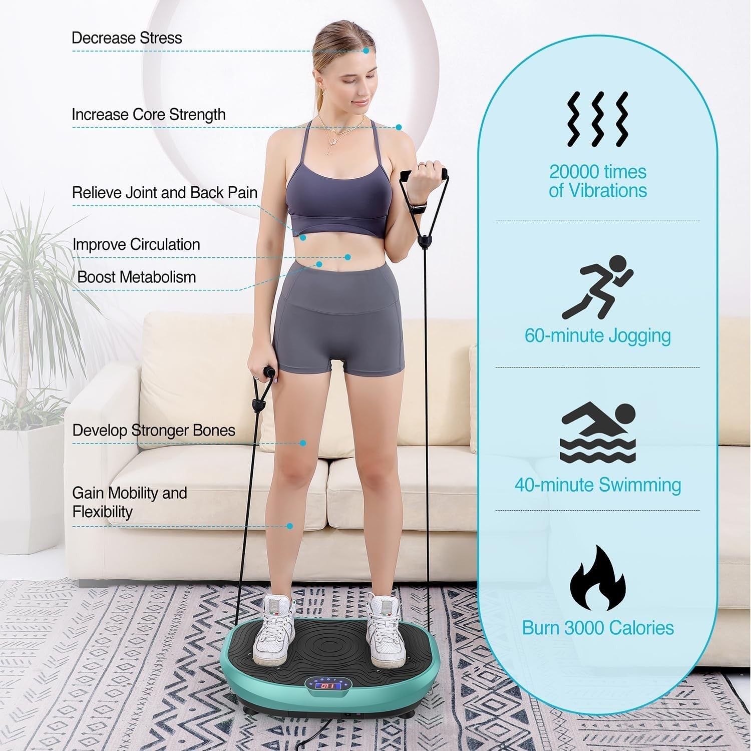 Blue Whole Body Vibration Plate Fitness Machine Weight Loss 120 Speeds