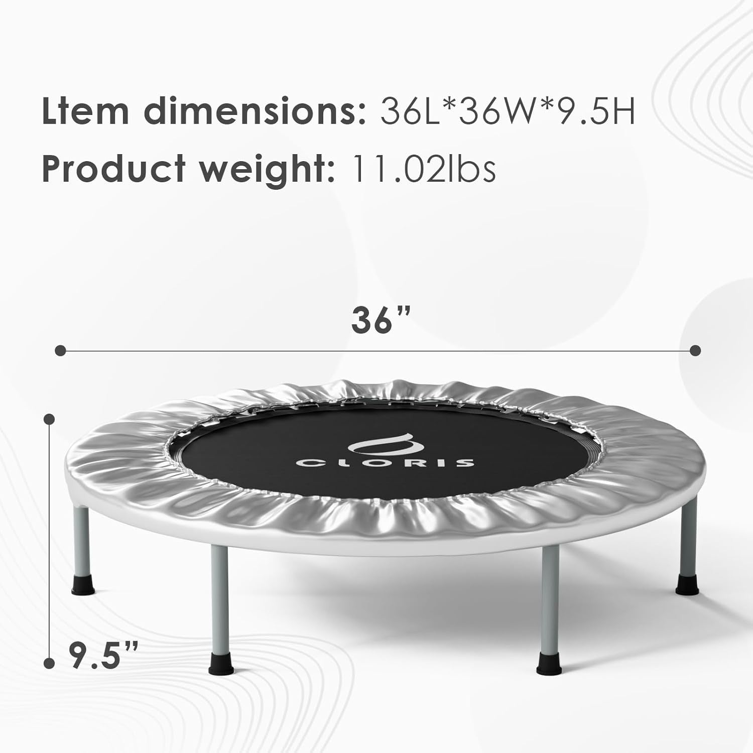 36'' Fitness Rebounder Trampoline Foldable with Adjustable Handle Indoor
