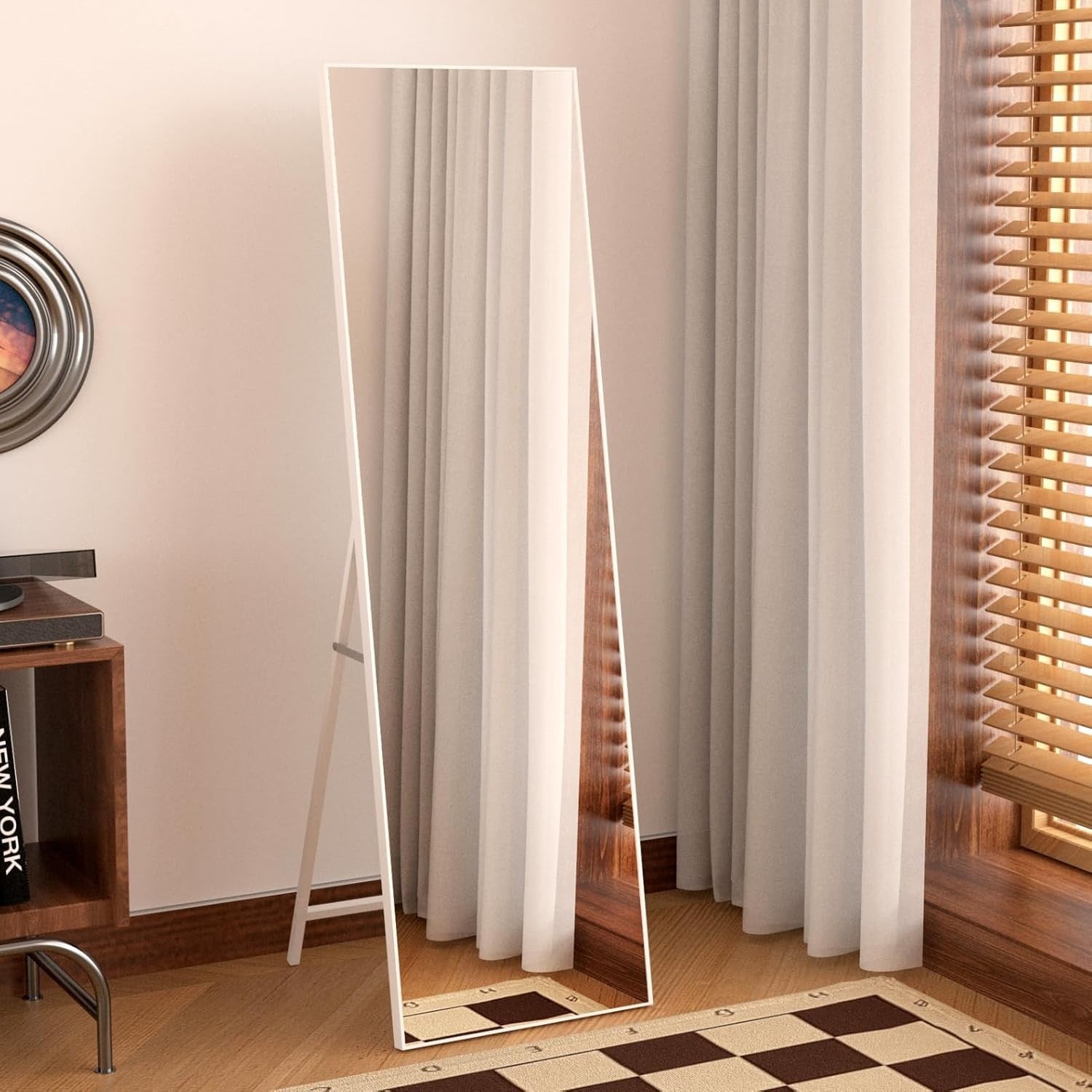 Full Length Mirror 140x41cm White Frame | Standing Wall-Mountable