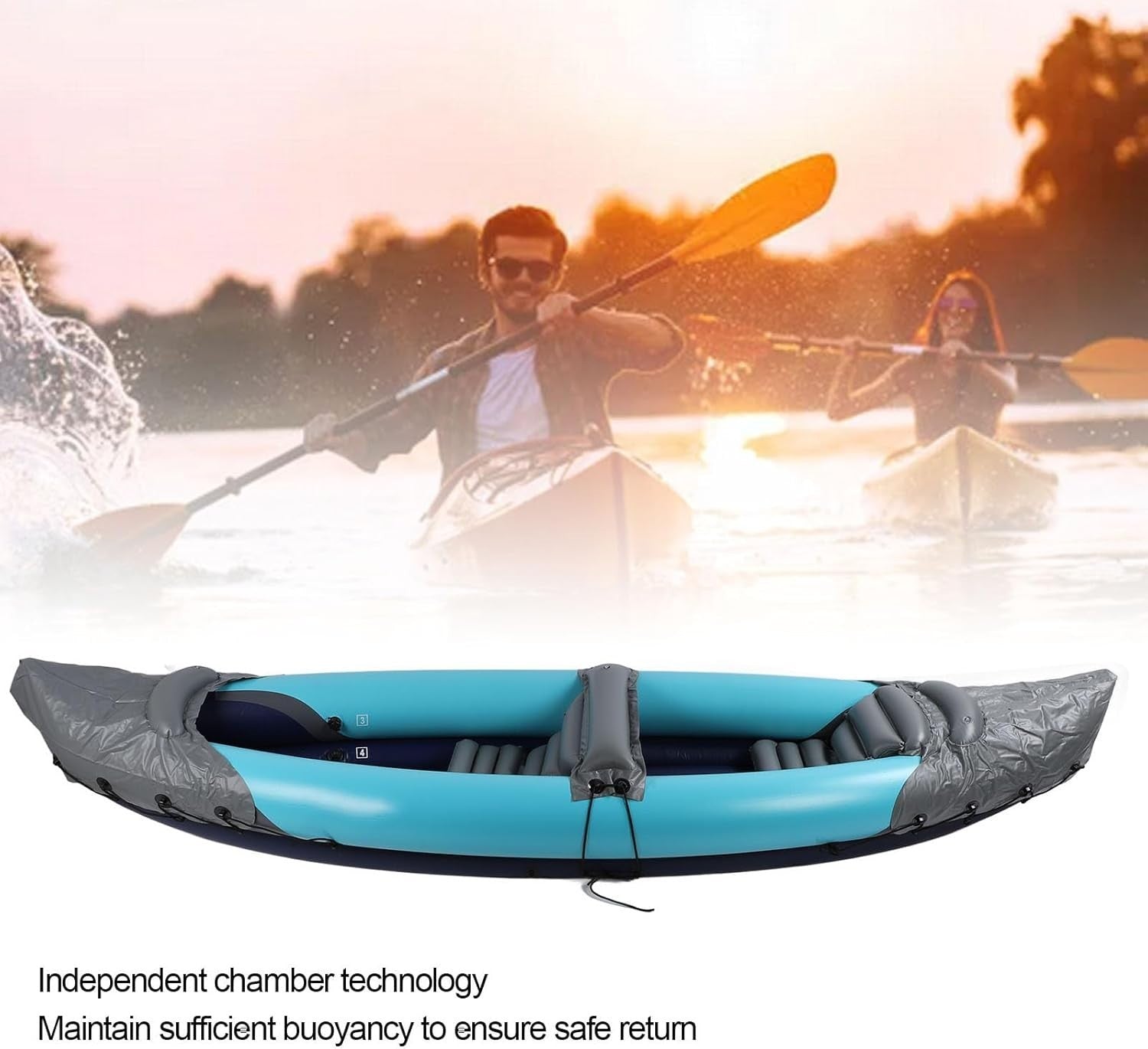2 Person Inflatable Kayak Heavy Duty PVC Canoe w/ Pump Paddles