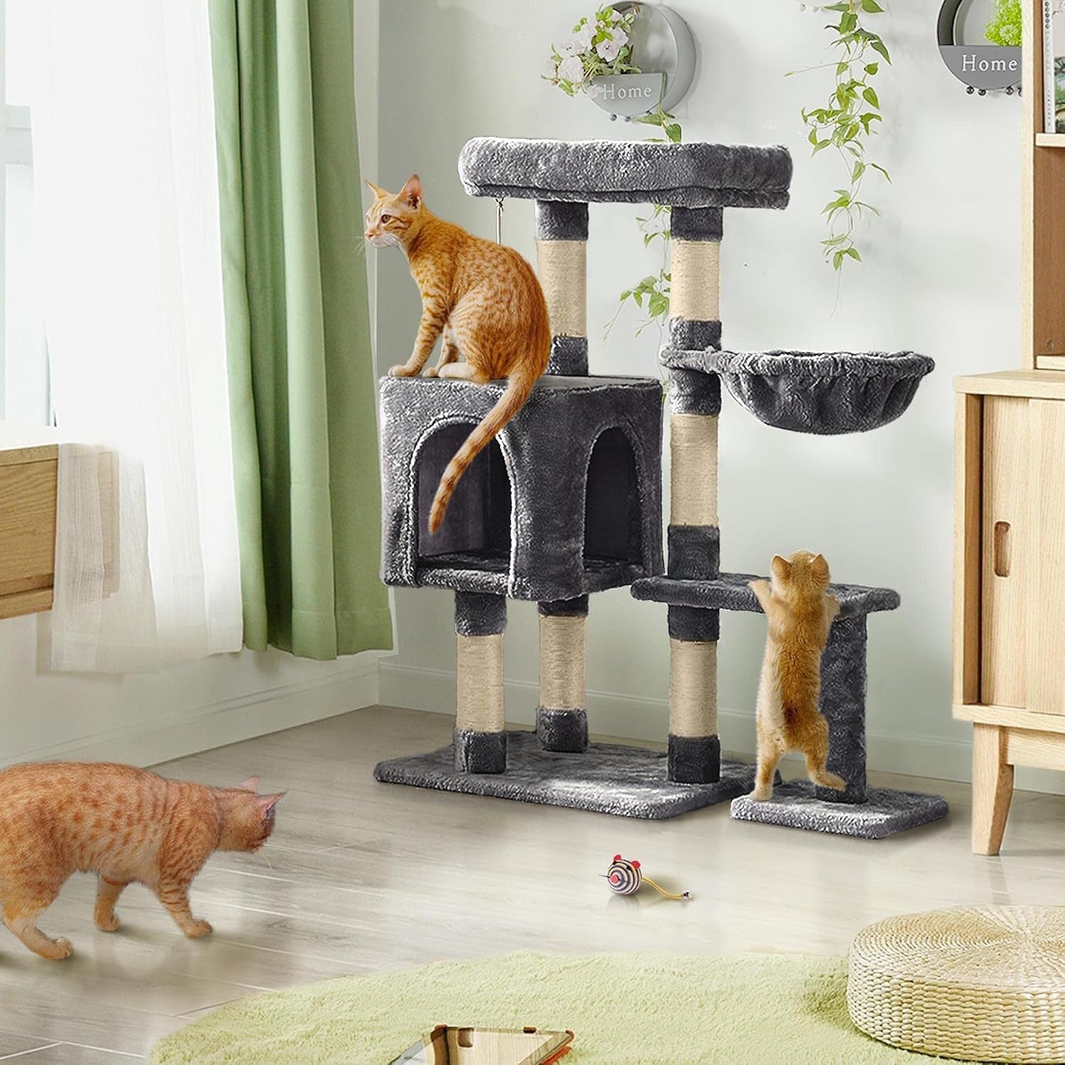 Cat Tree Tower 96cm With Large Perch Condo Scratching Posts Indoor Cats