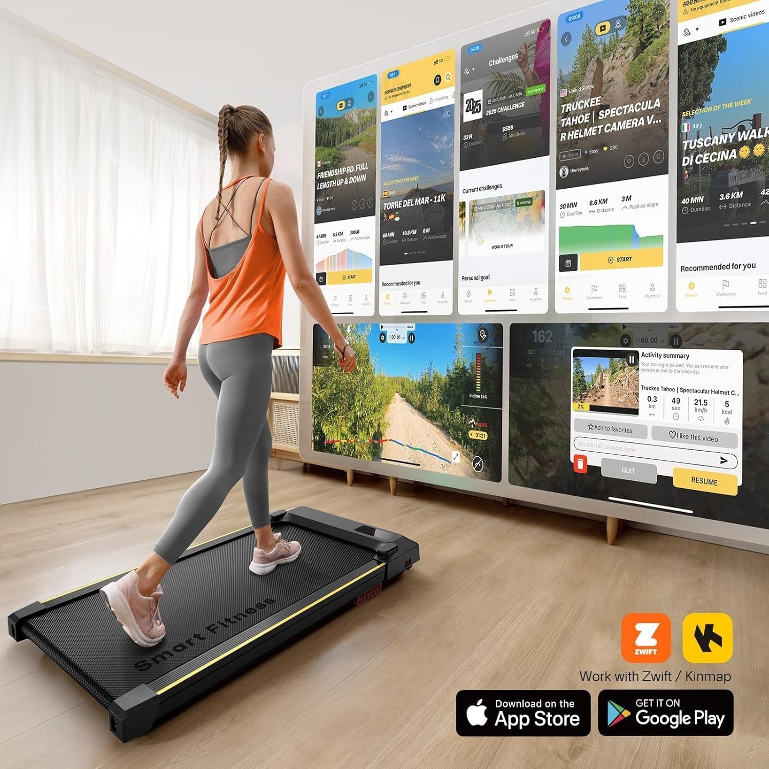 Compact 3-in-1 Walking Treadmill for Home & Office – Quiet, Portable, App-Contro