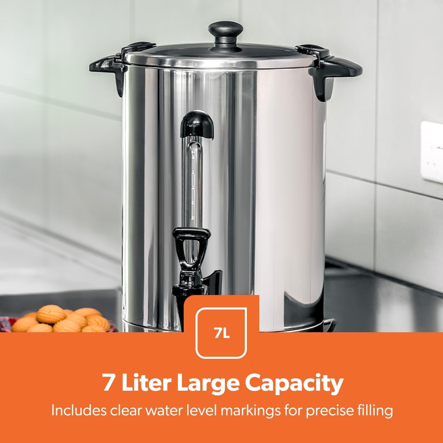 Electric Catering Urn Hot Water Boiler 7L Stainless Steel Keep Warm